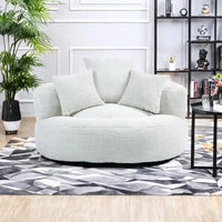 Canapé paresseux à dossier haut en chenille avec 3 coussins et pouf surdimensionné