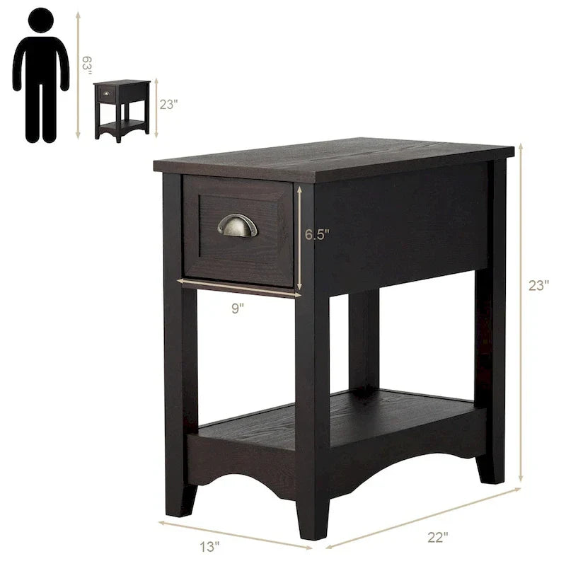 Ensemble de 2 tables d'appoint contemporaines compactes Gymax avec tiroir - 13 X 22 X 23 (L X l X H)