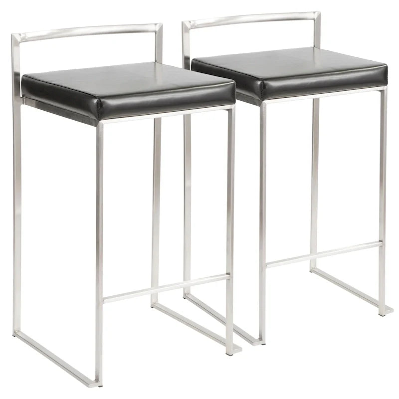 Tabouret de comptoir Silver Orchid Forrest en acier inoxydable empilable et entièrement soudé (lot de 2)