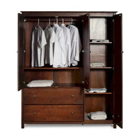 Grain Wood Furniture Armoire Shaker en bois à 3 portes - 60x72x22