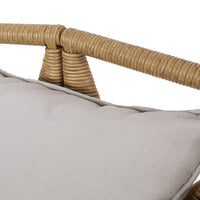 Canapé de jardin Homan en osier avec coussins, marron clair et beige