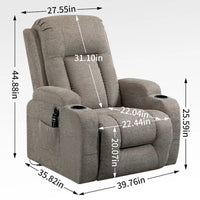 Fauteuil inclinable releveur électrique Lazy Boy, fauteuil de massage moderne à moteur unique avec chauffage lombaire, port de chargement USB, porte-gobelets