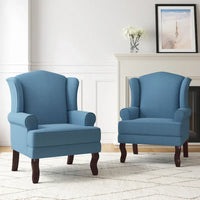 Lot de 2 fauteuils d'appoint à oreilles traditionnels rembourrés