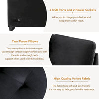 Canapé d'angle convertible 5 places en L 84,75 po avec pouf de rangement, rangement de bras dissimulé et chargement USB pour salon