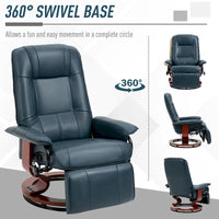 Fauteuil Inclinable HomCom en Similicuir Réglable Manuel à Base Pivotante avec Repose-Pieds Confortable et Relaxant