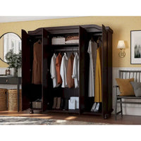 Palace Imports Kyle Armoire 4 portes 100 % en bois massif avec portes en bois massif ou portes miroir