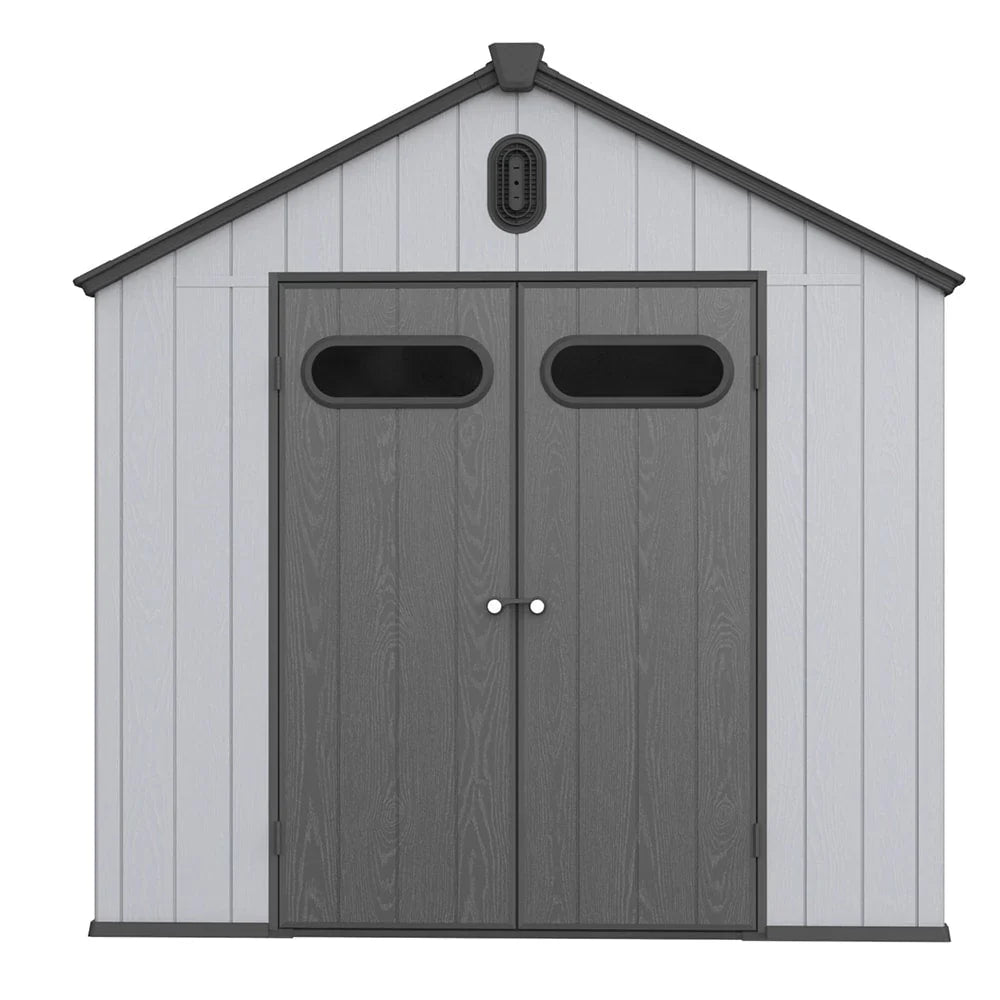 Abri de rangement extérieur en résine tout temps 6 pi x 4 pi/6 pi x 8 pi/8 pi x 6 pi/8 pi x 10 pi avec plancher, abri à outils Spire