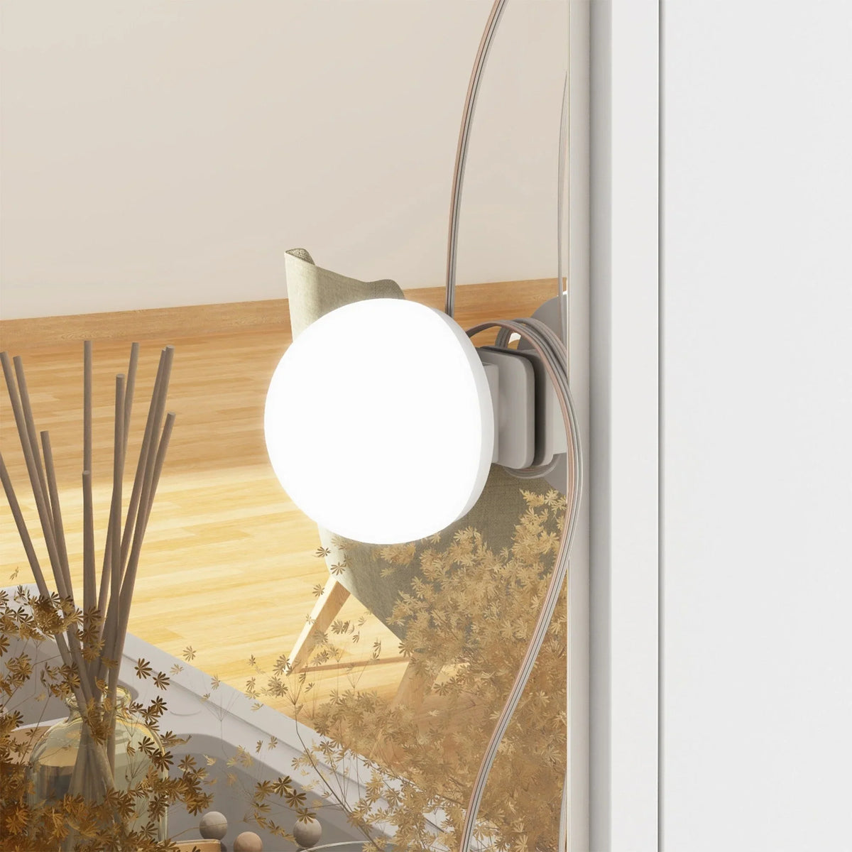 Coiffeuse de maquillage avec miroir triptyque, certifiée, éclairage, dessus en verre, commode
