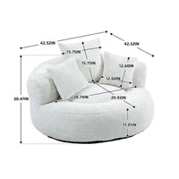 Canapé paresseux à dossier haut en chenille avec 3 coussins et pouf surdimensionné