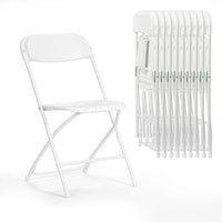 Chaise pliante en plastique, lot de 10, capacité de 158 kg pour événements, bureau, mariage, fête, pique-nique, cuisine, salle à manger