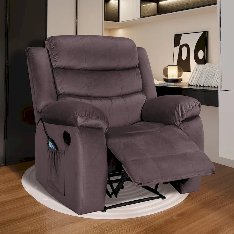 Fauteuil Inclinable Moelleux avec Fonction Massage et Chaleur