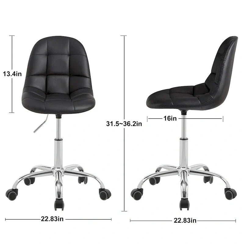 Chaise de bureau à domicile sans accoudoirs Javlergo, chaise de bureau d'ordinateur réglable en hauteur avec roulettes