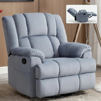 Fauteuil Inclinable Pivotant à Bascule en Tissu Lazy Boy, Grand Fauteuil Inclinable Manuel Surdimensionné avec Accoudoirs Matelassés et Dossier à Coussin