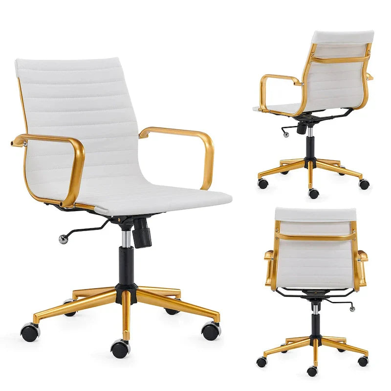 Chaise de bureau à dossier cannelé LUXMOD pour ordinateur et télétravail
