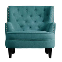 Moser Bay Mignon Fauteuil d'appoint à oreilles capitonné large de 76 cm en velours et lin