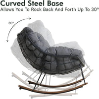 Fauteuil à bascule géant de patio, Chaise œuf Freestyle intérieure-extérieure avec coussin Rembourré Fauteuil de salon moderne pour jardin, cour arrière
