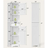 Meuble de salle de bain haut 67 H, tour à linge étroite, meuble de rangement avec 2 portes et tiroir