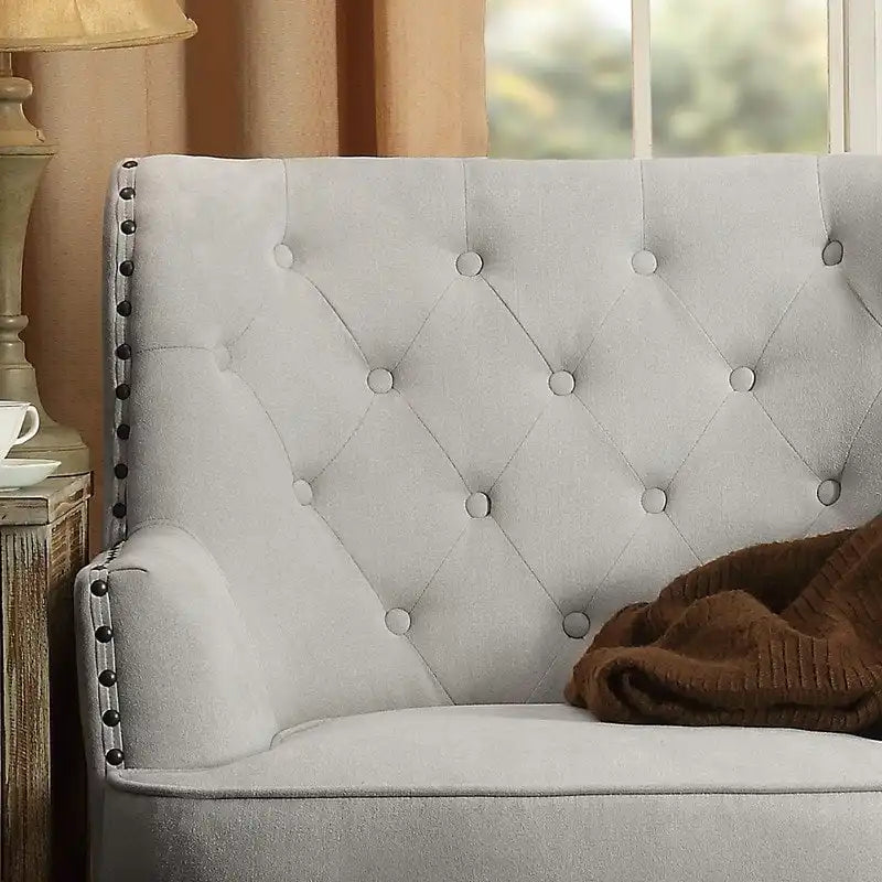 Moser Bay Mignon fauteuil d'appoint à oreilles capitonné en velours / lin 30 de large