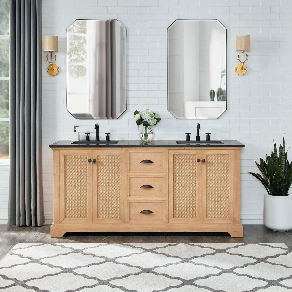 Hervas Meuble-lavabo avec dessus en marbre naturel sans miroir