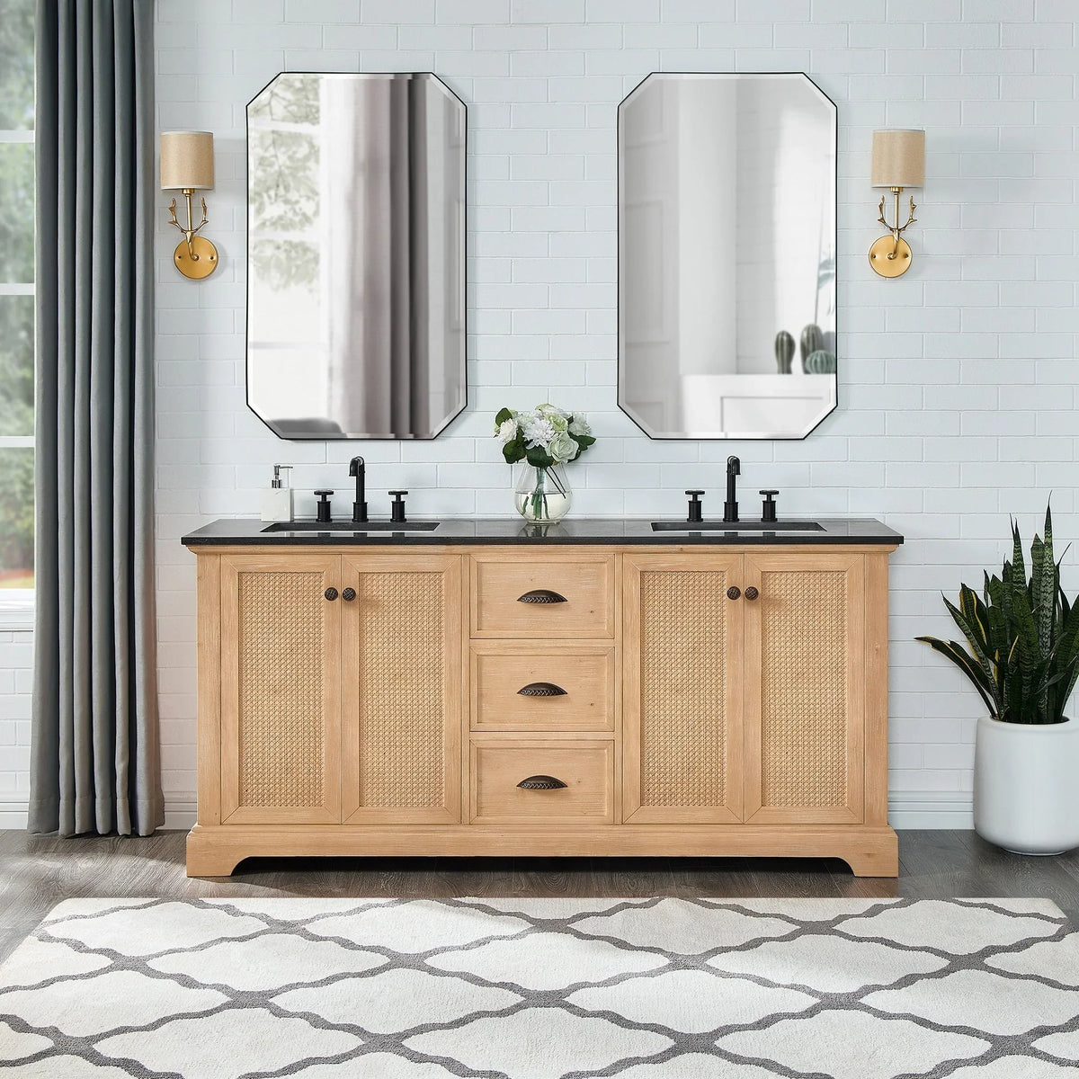 Hervas Meuble-lavabo avec dessus en marbre naturel sans miroir