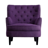 Moser Bay Mignon Fauteuil d'appoint à oreilles capitonné large de 76 cm en velours et lin