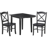Ensemble de salle à manger 3 pièces avec table à rallonges style cottage rustique
