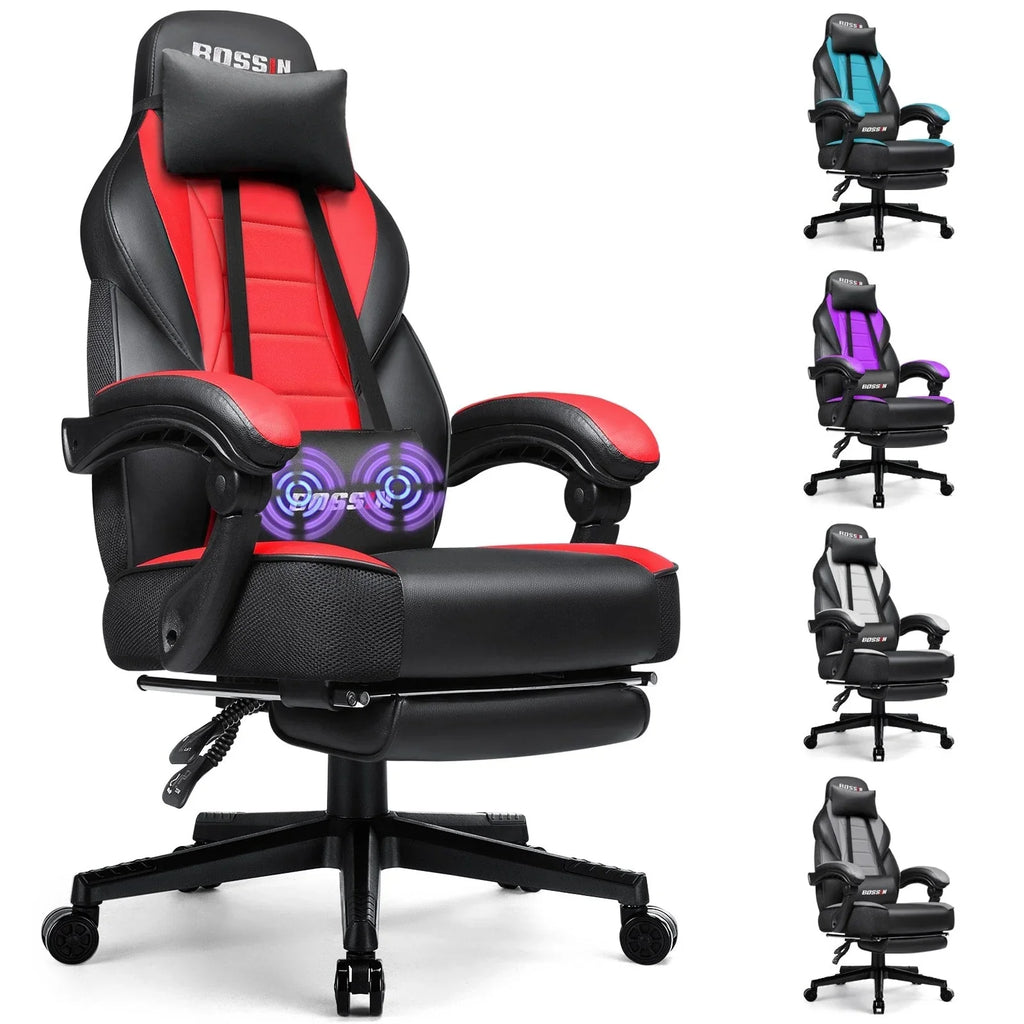 BOSSIN Chaise de gaming style racing, chaise de gamer grande et haute 300 lb à dossier haut chaise informatique