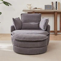 Fauteuil pivotant surdimensionné avec pouf de rangement lune et 4 oreillers