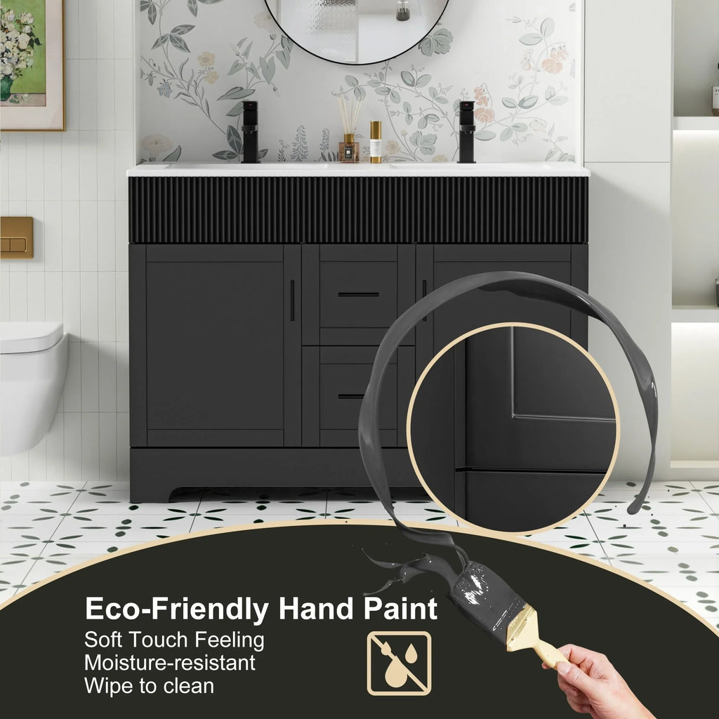 Wavy Line Ensemble meuble-lavabo de salle de bain 30/36/48 avec vasque & robinet
