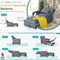 AECOJOY - Fauteuil convertible 3 en 1 avec coussin et dossier inclinable
