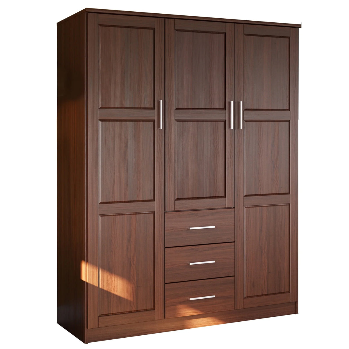 Palace Imports Armoire-penderie Cosmo 3 portes 100% bois massif avec portes en bois massif ou miroir