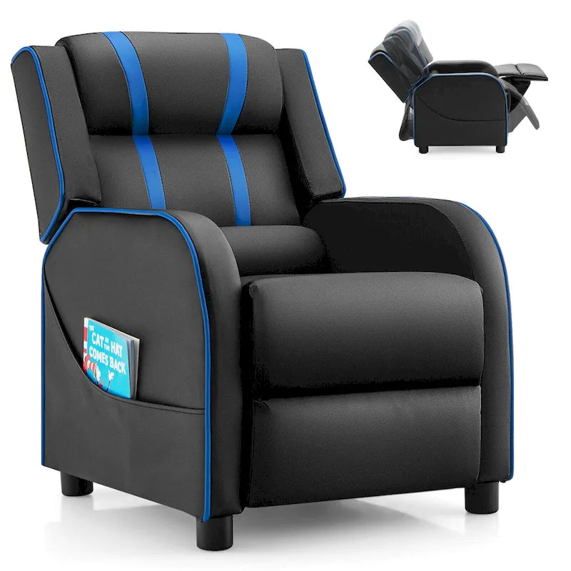 Fauteuil Inclinable Enfant Gymax Ergonomique en Cuir avec Repose-Pieds