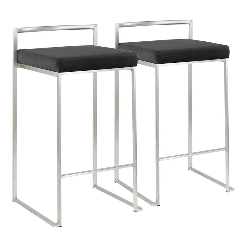 Tabouret de comptoir Silver Orchid Forrest en acier inoxydable empilable et entièrement soudé (lot de 2)
