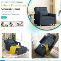 AECOJOY - Fauteuil convertible 3 en 1 avec coussin et dossier inclinable