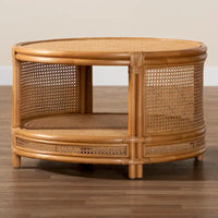 Table basse bali & pari Louis, rotin marron naturel, style bohème moderne