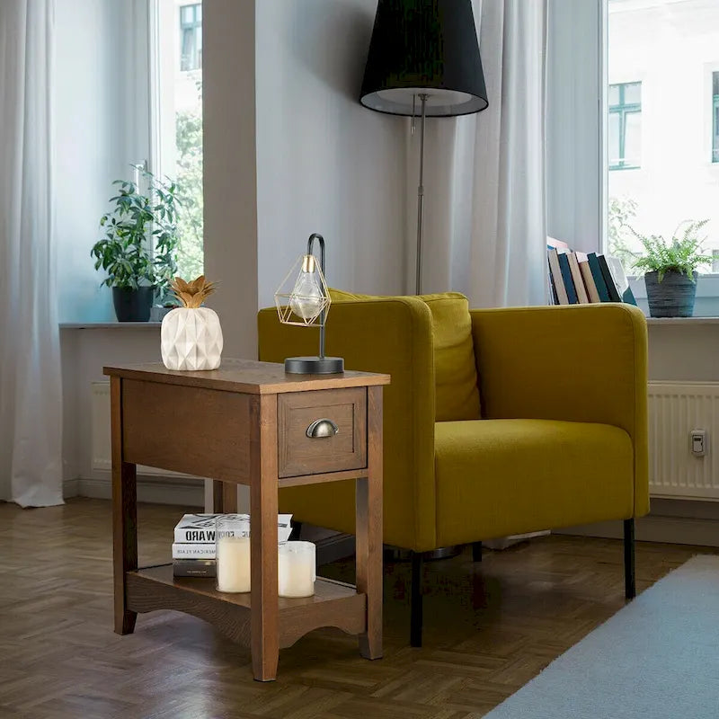 Ensemble de 2 tables d'appoint contemporaines compactes Gymax avec tiroir - 13 X 22 X 23 (L X l X H)