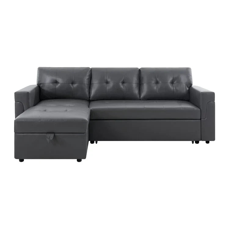 Canapé sectionnel convertible réversible avec lit escamotable, méridienne de rangement dissimulée et pieds durables