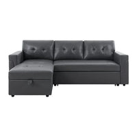 Canapé sectionnel convertible réversible avec lit escamotable, méridienne de rangement dissimulée et pieds durables
