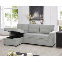Canapé sectionnel convertible réversible avec lit escamotable, méridienne de rangement dissimulée et pieds durables
