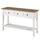 Console de couloir rustique en pin massif, blanc cérusé / marron antique / gris cérusé / non peinte, 3 tiroirs