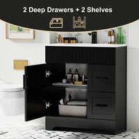 Wavy Line Ensemble meuble-lavabo de salle de bain 30/36/48 avec vasque & robinet
