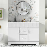 Wavy Line Ensemble meuble-lavabo de salle de bain 30/36/48 avec vasque & robinet