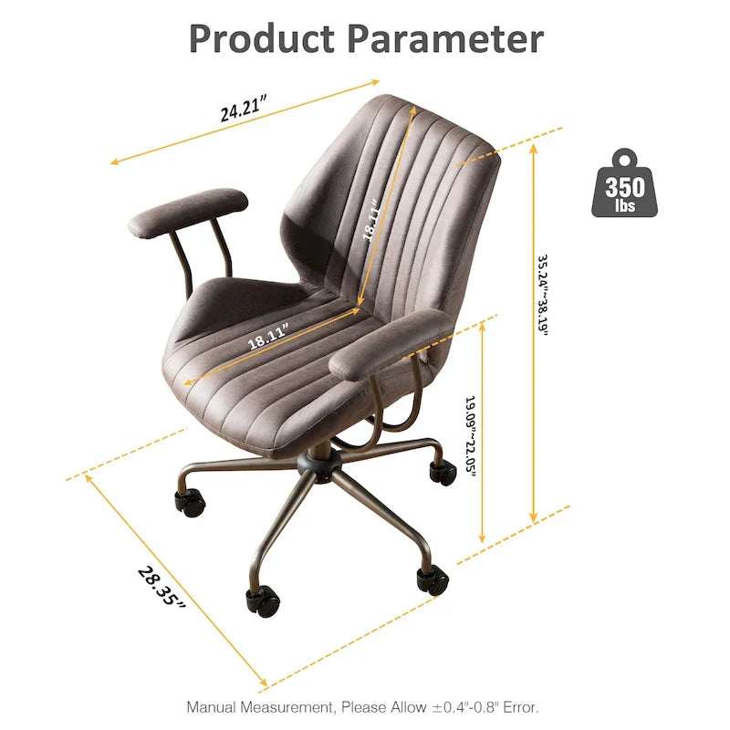 OVIOS Chaise de bureau ergonomique en suède avec soutien lombaire