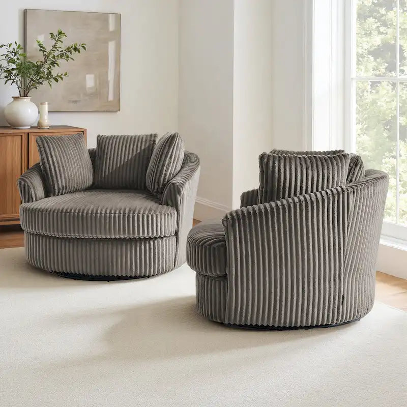 DREAMSIDEA - Lot de 2 fauteuils tonneau pivotants à accoudoirs encastrés à housse