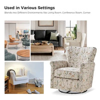 Fauteuil à bascule pivotant Georg en tissu confortable à motif floral avec accoudoirs arrondis par HULALA HOME