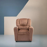Fauteuil inclinable pour enfants en PVC avec fonction d'inclinaison par poussée, porte-gobelet et repose-pieds confortable