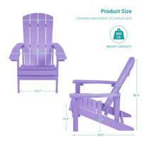 Chaises Adirondack d'extérieur en bois résistantes aux intempéries Bonosuki - Lot de 4