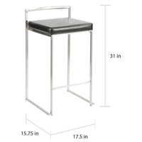 Tabouret de comptoir Silver Orchid Forrest en acier inoxydable empilable et entièrement soudé (lot de 2)