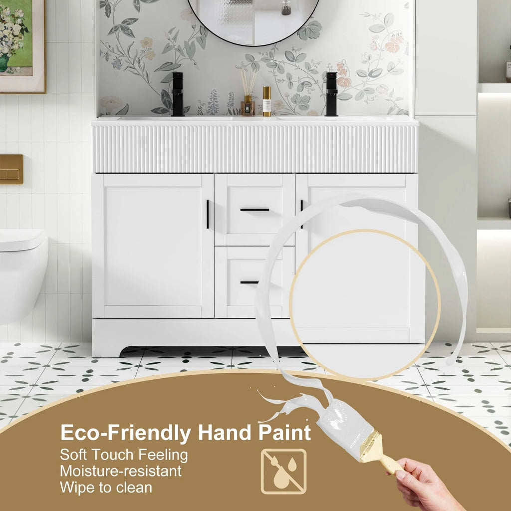 Wavy Line Ensemble meuble-lavabo de salle de bain 30/36/48 avec vasque & robinet