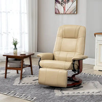 Fauteuil Inclinable HomCom en Similicuir Réglable Manuel à Base Pivotante avec Repose-Pieds Confortable et Relaxant